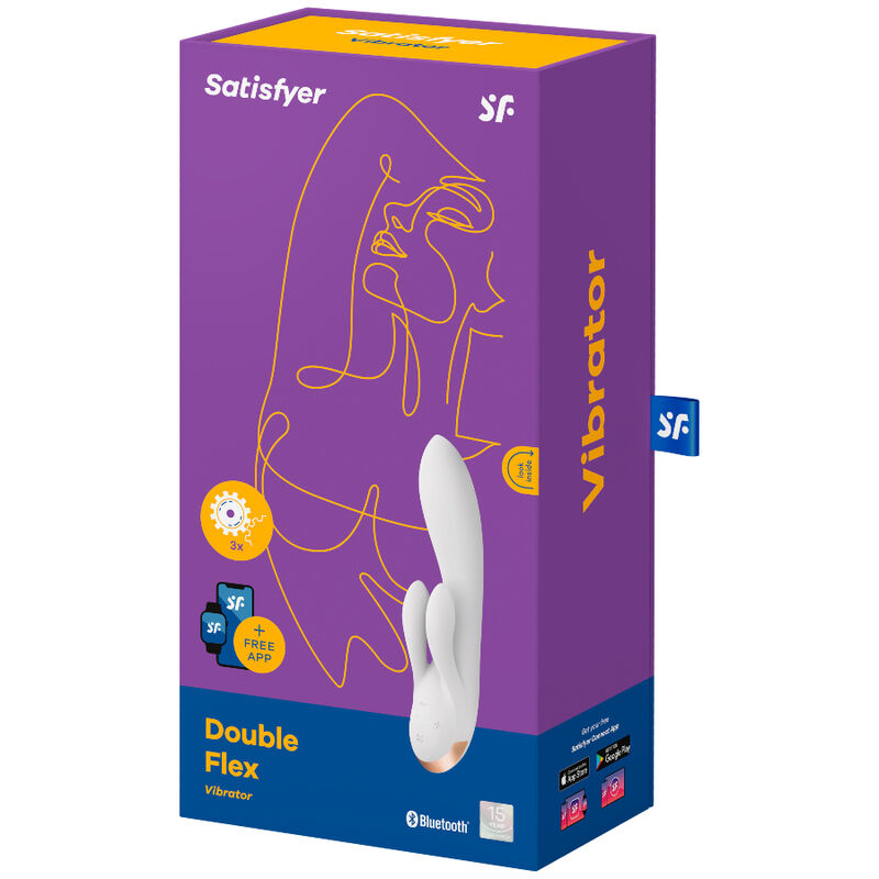 VIBRADOR SATISFYER DOUBLE FLEX com app- BRANCO - sentimentosocultos