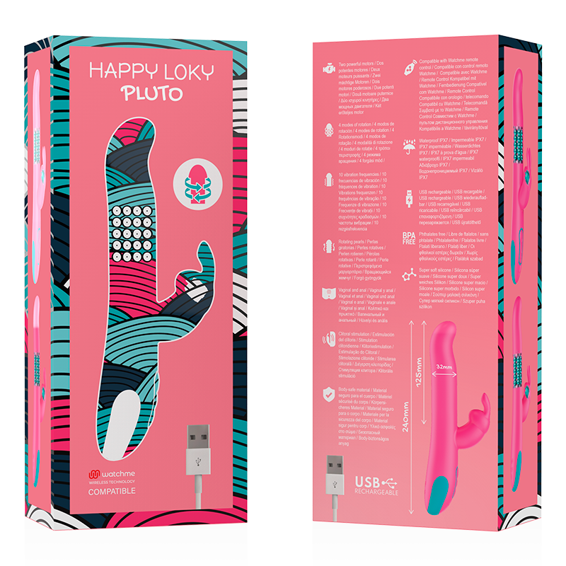 Vibrador e rotador PLUTO RABBIT - HAPPY LOKY - Compatível com tecnologia WATCHME WIRELESS