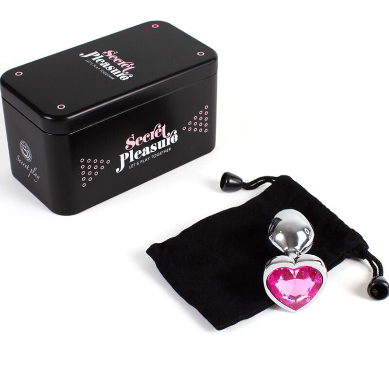 Plug Anal de metal SECRET PLAY - Coração Fúcsia Tamanho S - 7 CM - sentimentosocultos