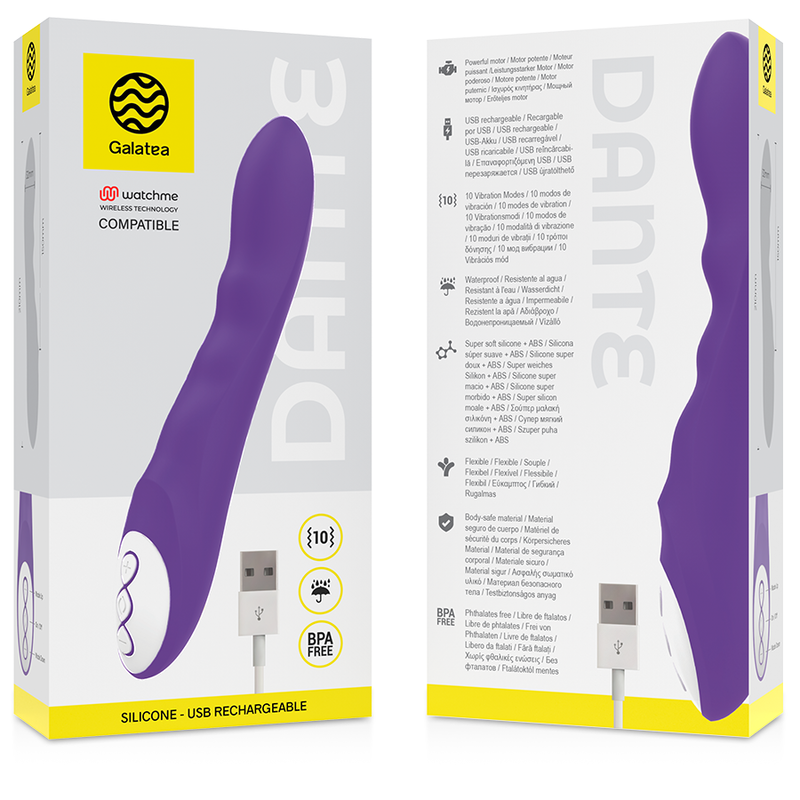 Vibrador GALATEA DANTE compatível com tecnologia sem fios WATCHME - Lilás - sentimentosocultos