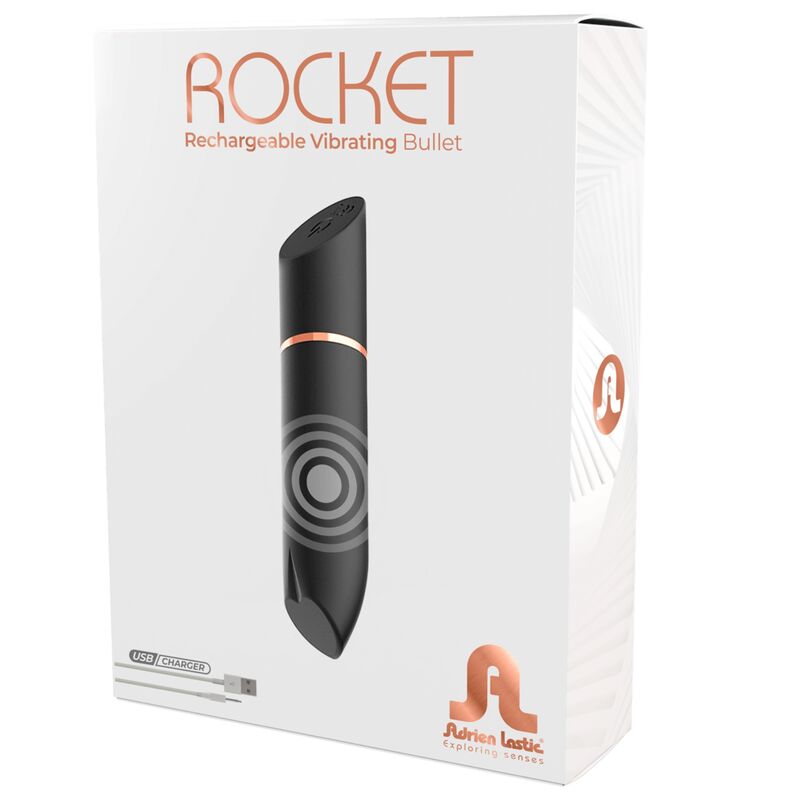 Bala Vibradora recarregável Rocket Negro - ADRIEN LASTIC
