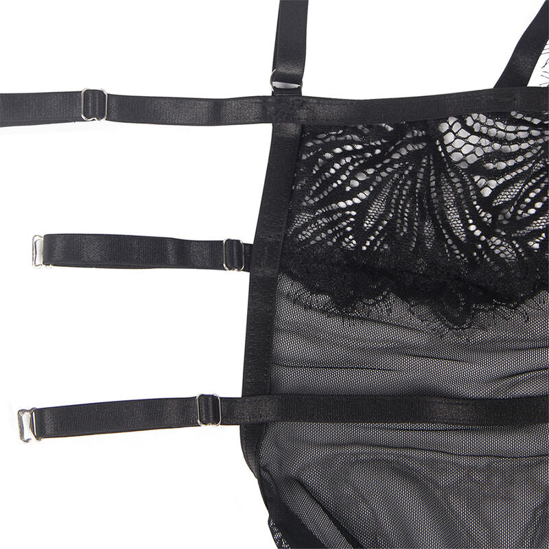 Babydoll com alsas ajustáveis de renda preta - SUBBLIME