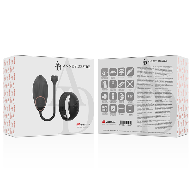 Ovo Vibrador com Controlo Remoto e Tecnologia Watchme Negro - ANNE'S DESIRE