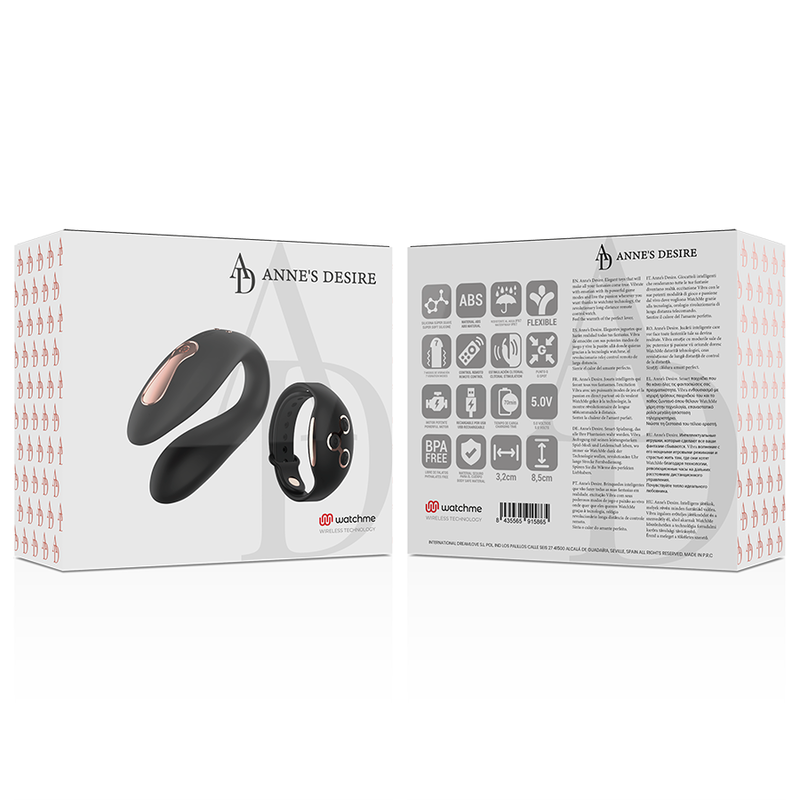 Vibrador de Casal Prazer duplo com tecnologia Watchme Negro/gold - ANNE'S DESIRE