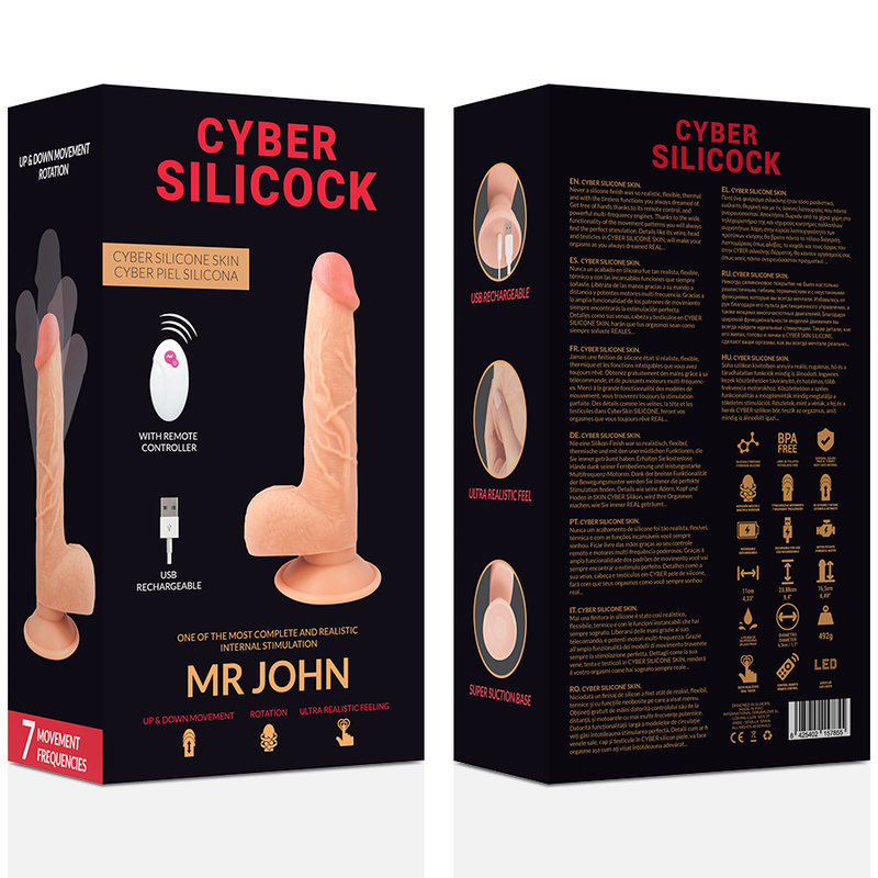 Pénis realista com controlo remoto CYBER SILICOCK Mr John - sentimentosocultos