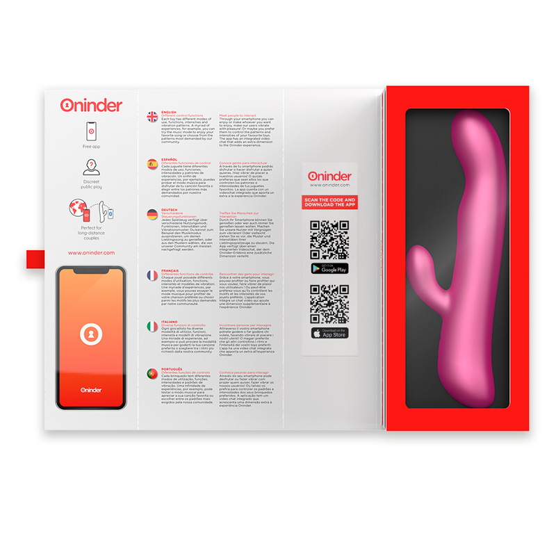 Vibrador ONINDER - OSLO com vibração e rotação - ROSA - APP Gratuita - sentimentosocultos
