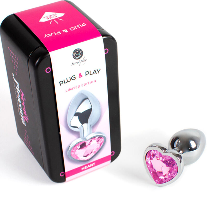 Plug Anal de metal SECRET PLAY - Coração Fúcsia Tamanho S - 7 CM - sentimentosocultos