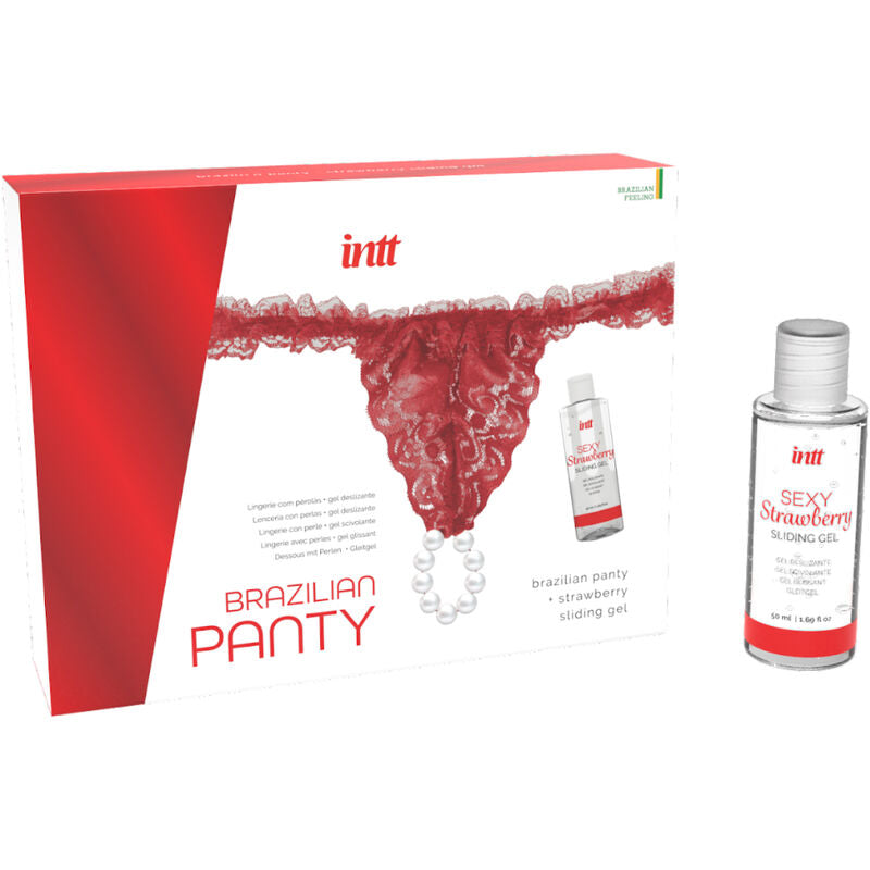 Tanga Brasileira com pérolas eróticas + lubrificante de 50 ml - INTT RELEASES