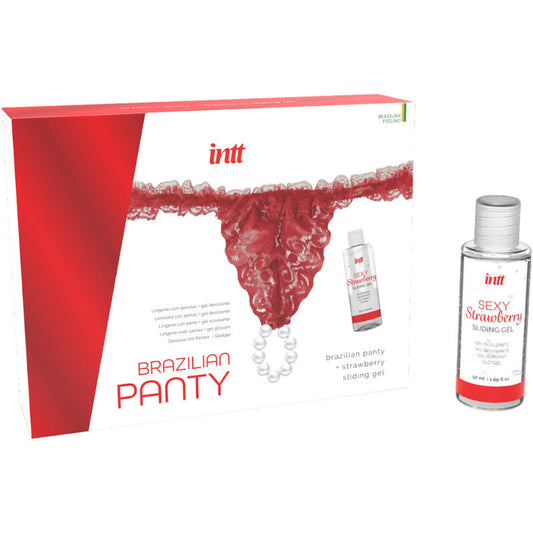 Tanga Brasileira com pérolas eróticas + lubrificante de 50 ml - INTT RELEASES