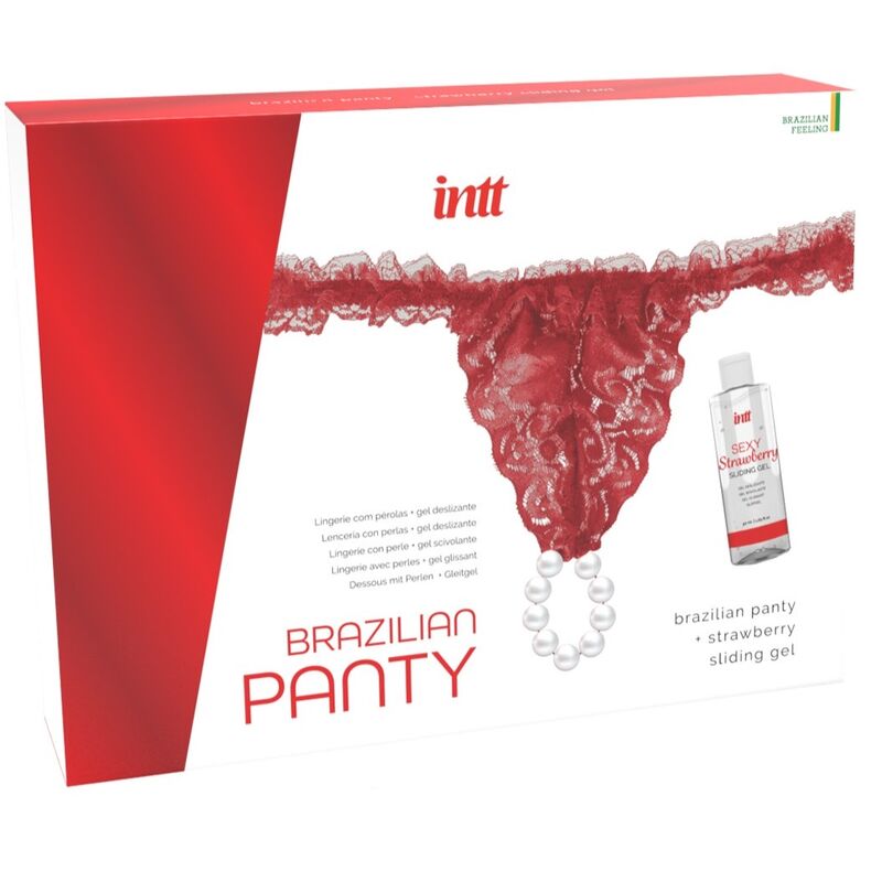 Tanga Brasileira com pérolas eróticas + lubrificante de 50 ml - INTT RELEASES