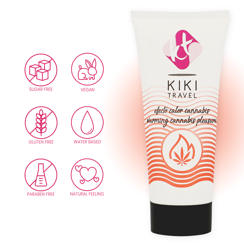 KIKÍ TRAVEL - GEL DESLIZANTE SABOR CANNABIS COM EFEITO CALOR INTENSO - 50 ML - sentimentosocultos
