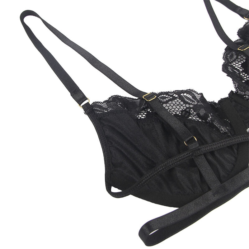 Conjunto de 3 peças (Soutien, Tanga , cinto de ligas) SUBBLIME - Preto