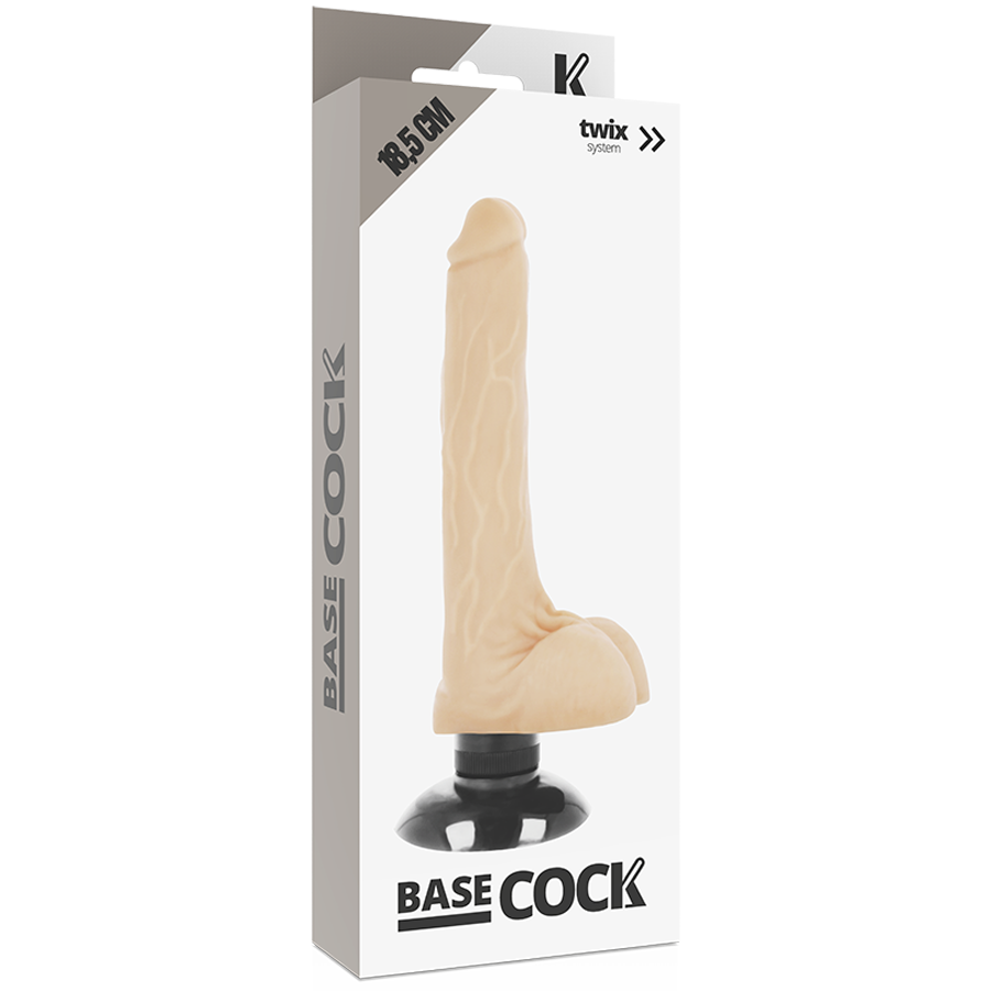 Vibrador Realista BASECOCK 2 em 1 com Ventosa – 18,5 cm Natural