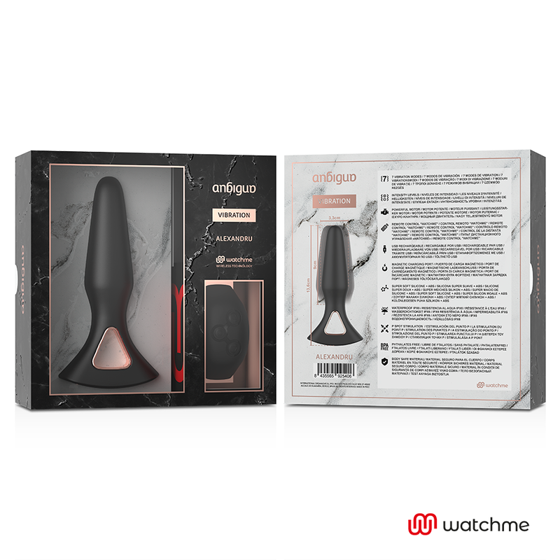 Plug anal vibrador com controlo remoto ANBIGUO WATCHME ALEXANDRU - sentimentosocultos