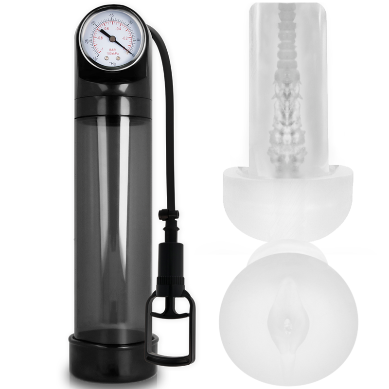 Bomba de aumento com masturbador PUMP ADICTED RX9 Preto - sentimentosocultos