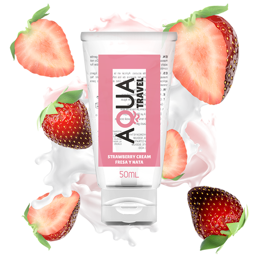 Lubrificante à base de água - AQUA TRAVEL - sabor a creme de morango - 50 ML - sentimentosocultos