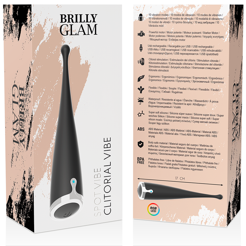 Vibrador Clitórico Orgástico de silicone BRILLY GLAM SPOT VIBE - Preto - sentimentosocultos