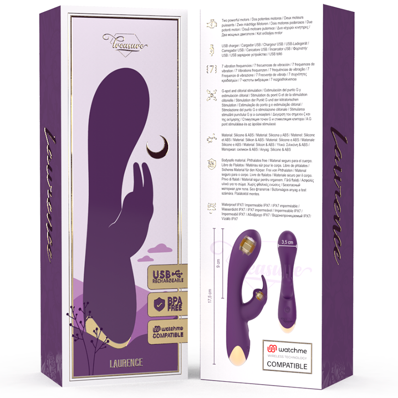 Vibrador TREASURE LAURENCE RABBIT compatível com tecnologia sem fios WATCHME - sentimentosocultos