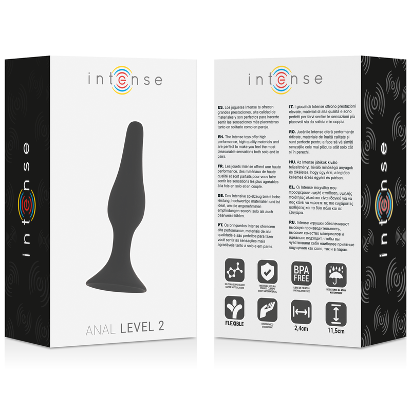 Plug anal INTENSE nível 2 - 11.5 cm - Preto - sentimentosocultos