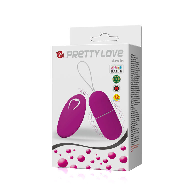 Ovo vibrador PRETTY LOVE ARVIN com controlo remoto - 12V - sentimentosocultos