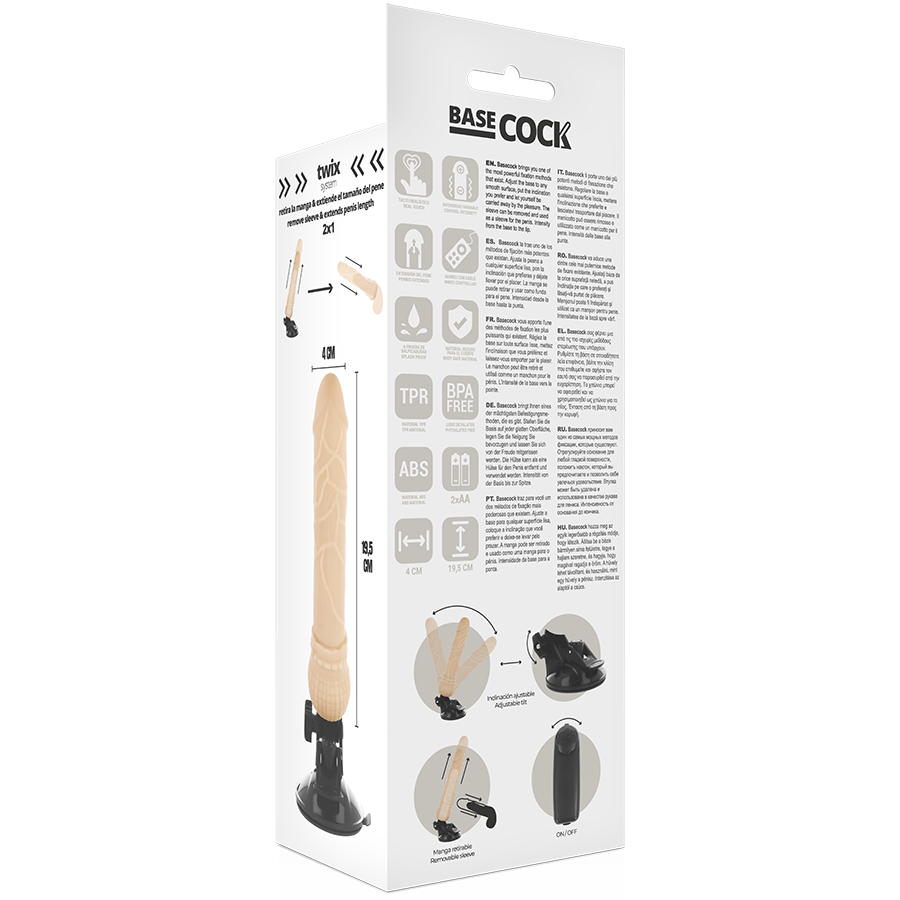 Vibrador realista com controlo remoto BASECOCK 19,5 CM - sentimentosocultos