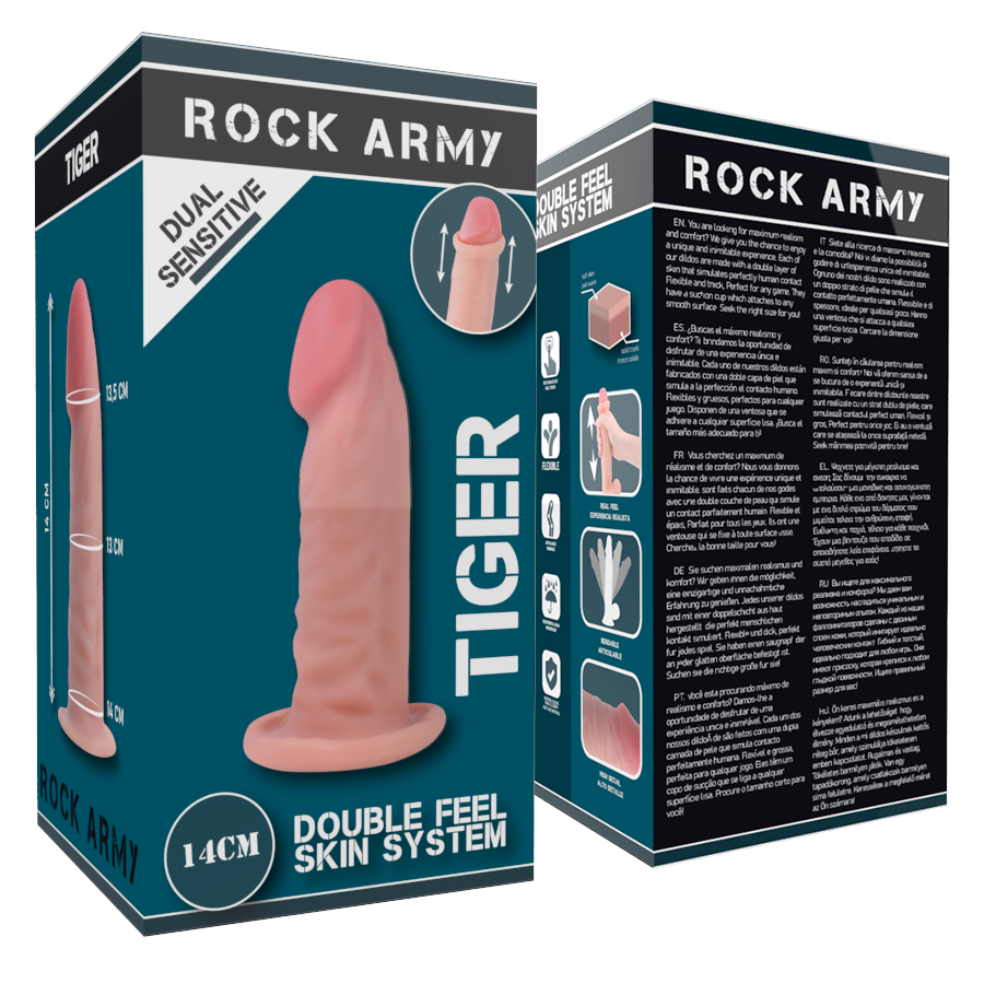 Dildo de densidade dupla ROCKARMY TIGER 14cm - sentimentosocultos
