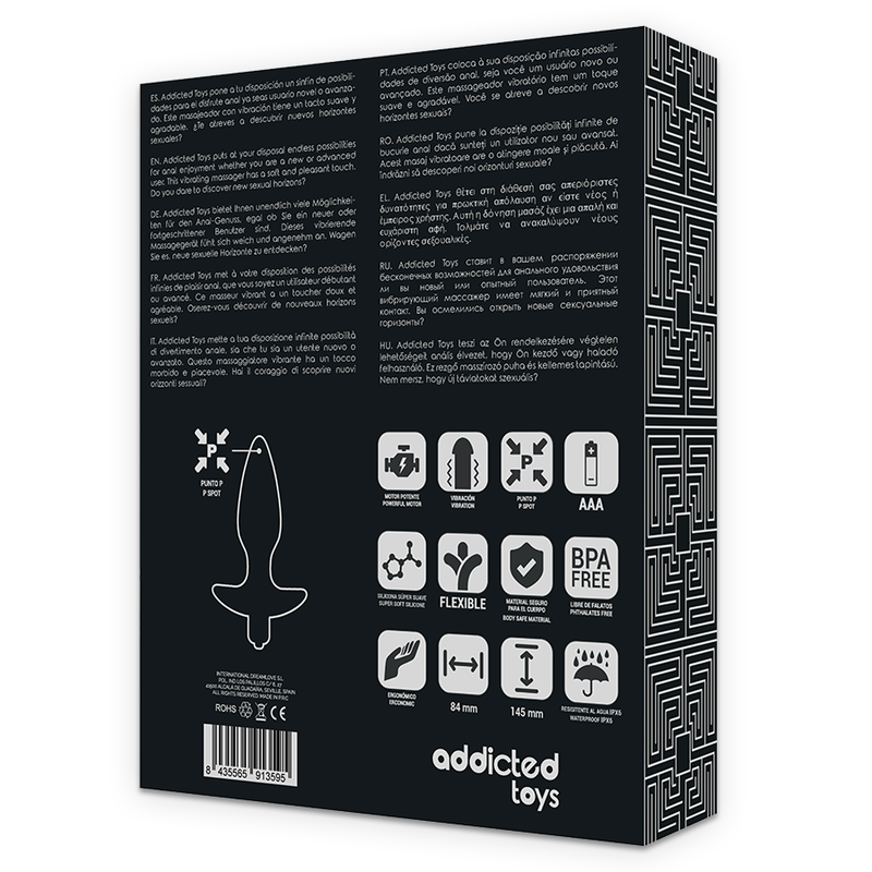 Massajador Plug anal com vibração - TOYS TOYS - Preto - sentimentosocultos